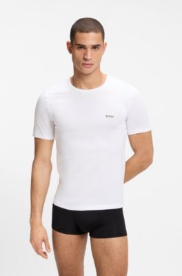 Dreierpack T-Shirts aus Baumwolle mit Logo-Stickerei, Wei&szlig; / Gr&uuml;n