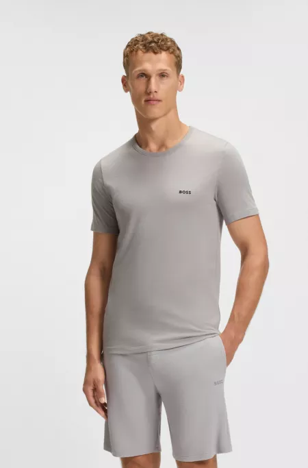 Three-pack of cotton underwear T-shirts with logo embroidery