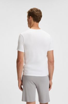 Three-pack of cotton T-shirts with logo embroidery, White / Grey