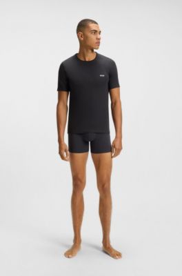 Pakke med tre T-shirts i bomuld med broderet logo, Sort/gr&aring;/gr&oslash;n