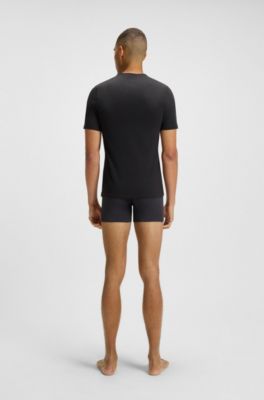 Lot de trois t-shirts en coton avec logo brod&eacute;, Noir / Gris / Vert