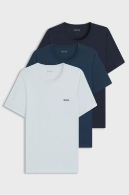 Set van drie ondershirts van katoen, Blauw