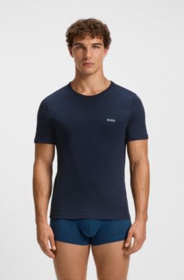 Paquete de tres camisetas interiores de algod&oacute;n, Azul