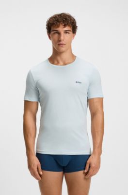 Paquete de tres camisetas interiores de algod&oacute;n, Azul