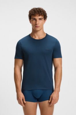 Paquete de tres camisetas interiores de algod&oacute;n, Azul