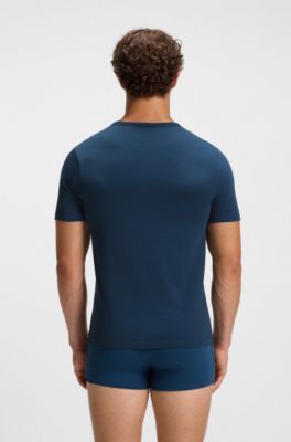 Paquete de tres camisetas interiores de algod&oacute;n, Azul