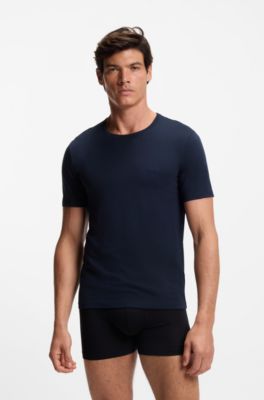 Set van drie ondershirts van katoen, Grijs / Blauw / Beige