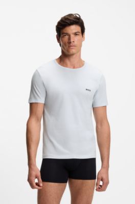 Lot de trois t-shirts en coton, Gris / Bleu / Beige