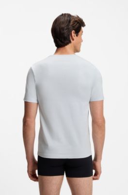 Lot de trois t-shirts en coton, Gris / Bleu / Beige