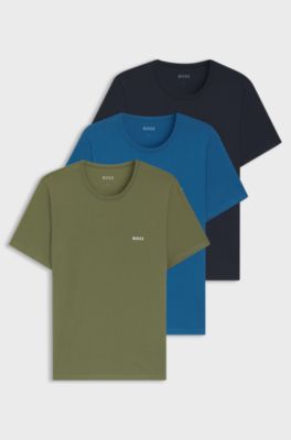Dreierpack T-Shirts aus Baumwolle, Schwarz / Gr&uuml;n / Blau