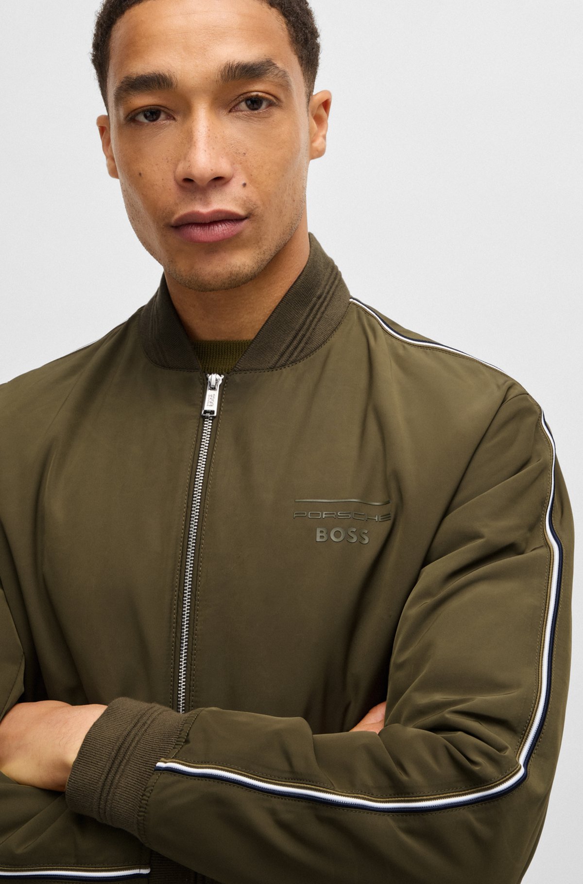 BOSS - Porsche x BOSS canvas jacket with stripe trims - Dark BOSS - Porsche x BOSS canvas jacket with stripe trims - Dark