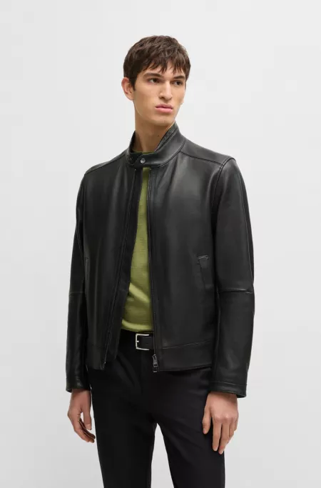 BOSS SELECTED BY SHOHEI OHTANI Regular-fit jacket in grained nappa leather