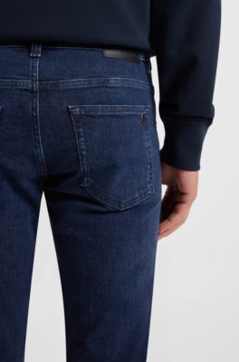 Delaware 인디고 블루 스트레치 데님 슬림 핏 진, 다크 블루