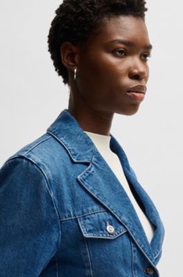 Slim fit-kavaj i bl&aring; selvedge-denim, Bl&aring;