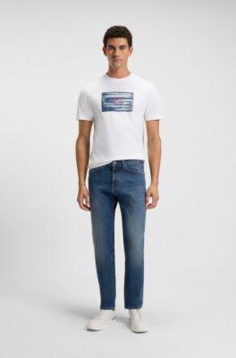 Maine regular-fit jeans in blue super-stretch denim, Blue