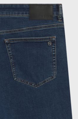 Jean Maine Regular en denim bleu tr&egrave;s stretch, Bleu fonc&eacute;