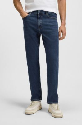 Jean Maine Regular en denim bleu tr&egrave;s stretch, Bleu fonc&eacute;