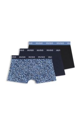 Three-pack of logo trunks in stretch cotton, Blue