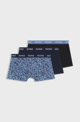 Boxer corti in cotone elasticizzato in confezione da tre, Blu