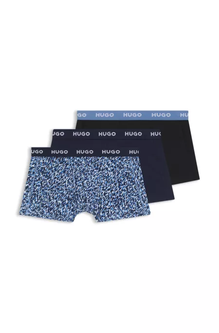 Lot de trois boxers courts en coton stretch à logo