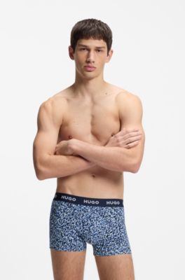 Boxer corti in cotone elasticizzato in confezione da tre, Blu