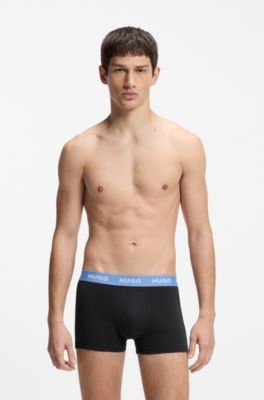 Boxer corti in cotone elasticizzato in confezione da tre, Blu
