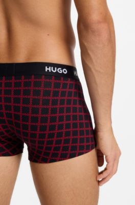 Three-pack of logo-waistband trunks in stretch cotton, Black / Grey