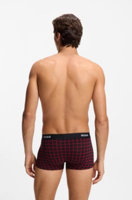 Three-pack of logo-waistband trunks in stretch cotton, Black / Grey