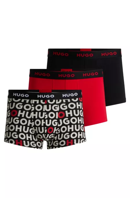 Three-pack of stretch-cotton trunks with logo waistbands