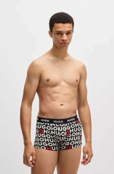 Three-pack of stretch-cotton trunks with logo waistbands