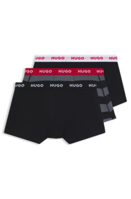 Boxer corti in cotone elasticizzato in confezione da tre, Nero / Grigio