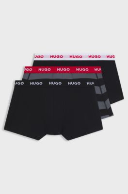 Lot de trois boxers courts en coton stretch, Noir / Gris