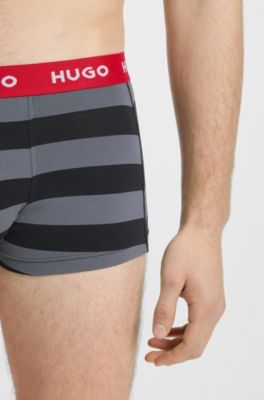 Three-pack of trunks in stretch cotton, Black / Grey