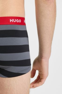 Three-pack of trunks in stretch cotton, Black / Grey