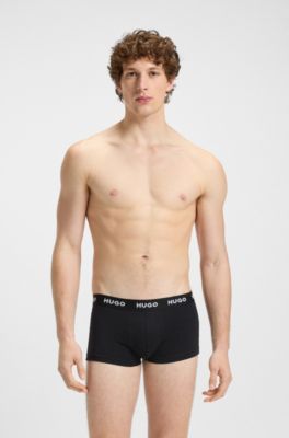 Lot de trois boxers courts en coton stretch, Noir / Gris