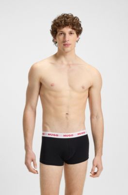 Lot de trois boxers courts en coton stretch, Noir / Gris