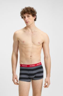 Lot de trois boxers courts en coton stretch, Noir / Gris