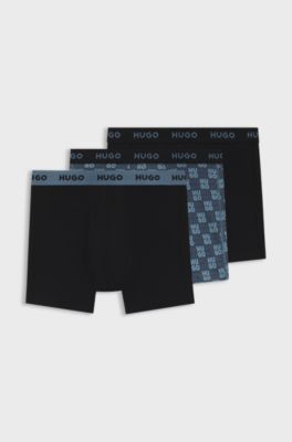 Three-pack boxer briefs in stretch cotton, Blue