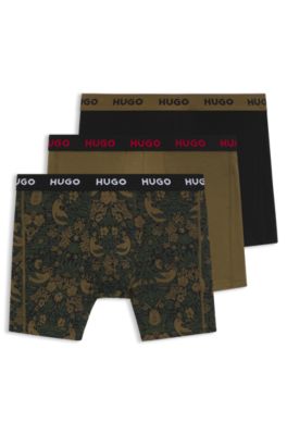 Three-pack of boxer briefs in stretch cotton, Black / Green