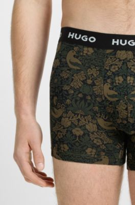 Three-pack boxer briefs in stretch cotton, Black / Green