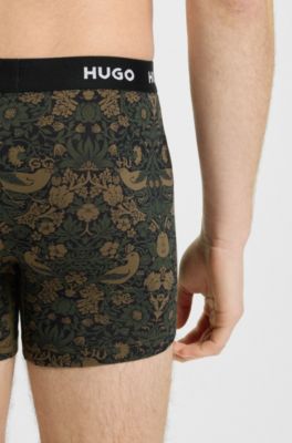 Three-pack boxer briefs in stretch cotton, Black / Green