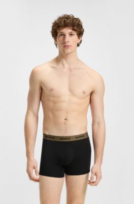 Paquete de tres calzoncillos b&oacute;xer de algod&oacute;n el&aacute;stico, Negro / Verde