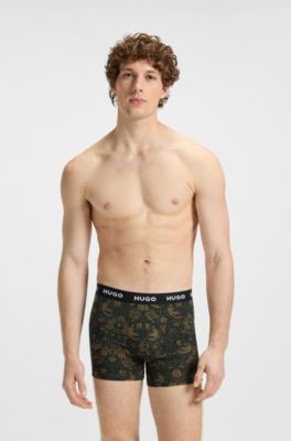 Three-pack of boxer briefs in stretch cotton, Black / Green