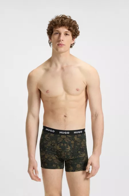Three-pack of stretch-cotton boxer briefs with logos
