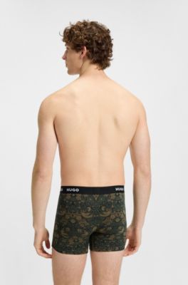 Three-pack of boxer briefs in stretch cotton, Black / Green
