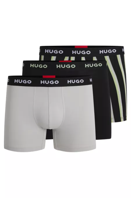 Three-pack of stretch-cotton boxer briefs with logos