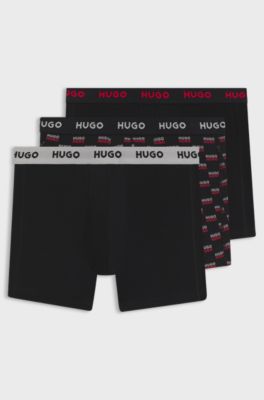 Three-pack boxer briefs in stretch cotton, Black