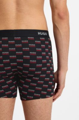 Lot de trois boxers longs en coton stretch, Noir