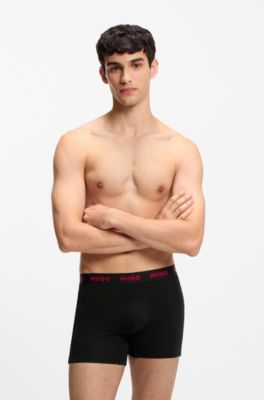 Set van drie boxershorts van stretchkatoen, Zwart
