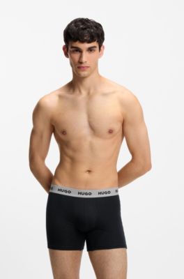 Three-pack boxer briefs in stretch cotton, Black